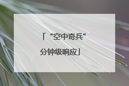 “空中奇兵”分钟级响应