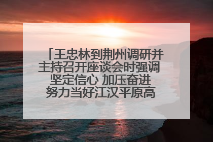 王忠林到荆州调研并主持召开座谈会时强调 坚定信心 加压奋进 努力当好江汉平原高质量发展排头兵