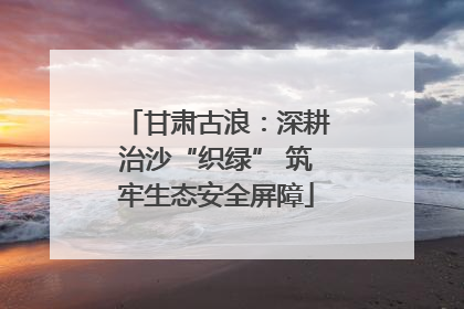 甘肃古浪：深耕治沙“织绿” 筑牢生态安全屏障