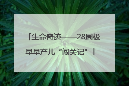 生命奇迹——28周极早早产儿“闯关记”