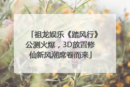 祖龙娱乐《踏风行》公测火爆，3D放置修仙新风潮席卷而来