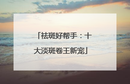 祛斑好帮手：十大淡斑卷王新宠
