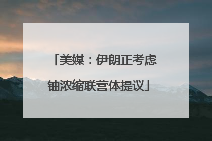 美媒：伊朗正考虑铀浓缩联营体提议