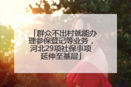群众不出村就能办理参保登记等业务，河北29项社保事项延伸至基层