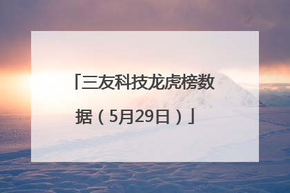 三友科技龙虎榜数据（5月29日）