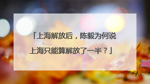 上海解放后，陈毅为何说上海只能算解放了一半？