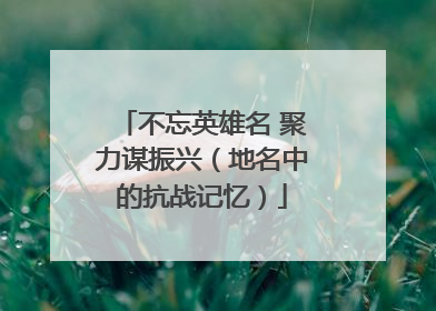 不忘英雄名 聚力谋振兴（地名中的抗战记忆）