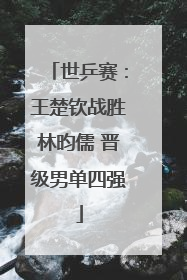 世乒赛：王楚钦战胜林昀儒 晋级男单四强
