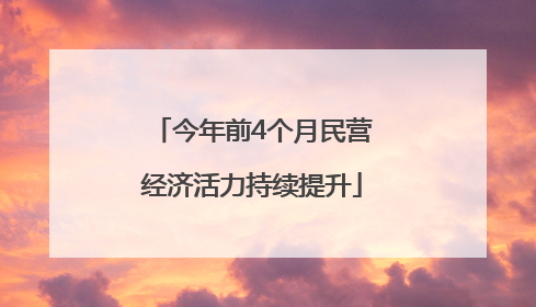 今年前4个月民营经济活力持续提升