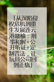 从深陷侵权危机到重生发展连云港赣榆：刑事和解+公开听证+定制普法，让玩具公司回到正轨