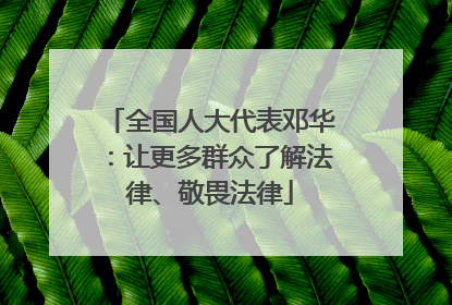 全国人大代表邓华：让更多群众了解法律、敬畏法律