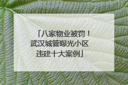八家物业被罚！武汉城管曝光小区违建十大案例