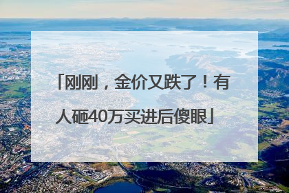 刚刚，金价又跌了！有人砸40万买进后傻眼