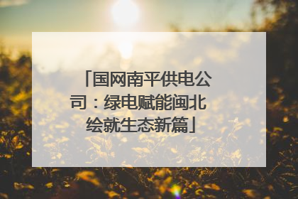 国网南平供电公司：绿电赋能闽北 绘就生态新篇