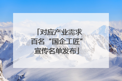 对应产业需求 百名“国企工匠”宣传名单发布