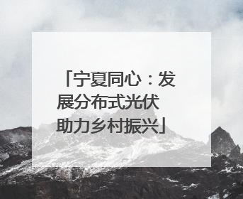 宁夏同心：发展分布式光伏 助力乡村振兴