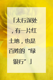 太行深处，有一片红土地，也是百姓的“绿银行”
