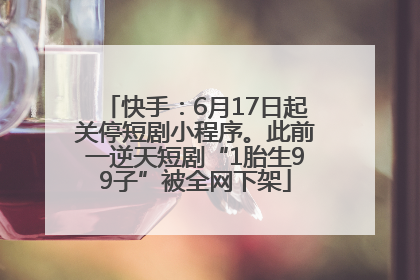 快手：6月17日起关停短剧小程序。此前一逆天短剧“1胎生99子”被全网下架