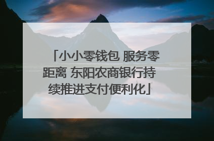 小小零钱包 服务零距离 东阳农商银行持续推进支付便利化