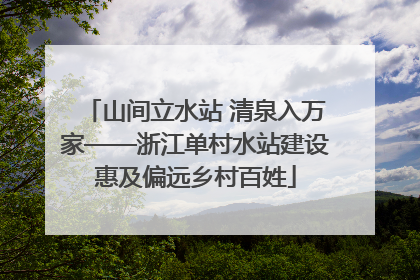 山间立水站 清泉入万家——浙江单村水站建设惠及偏远乡村百姓