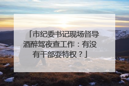 市纪委书记现场督导酒醉驾夜查工作：有没有干部耍特权？