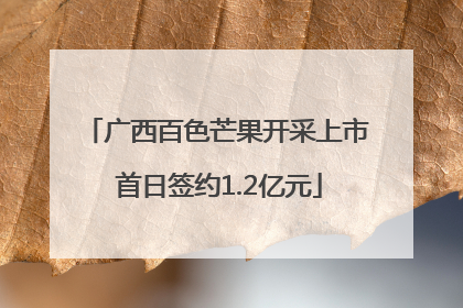 广西百色芒果开采上市 首日签约1.2亿元