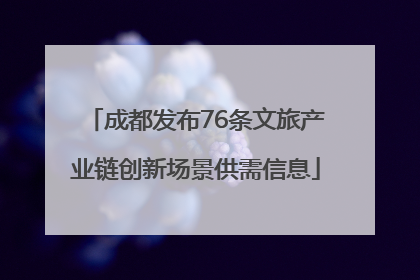 成都发布76条文旅产业链创新场景供需信息