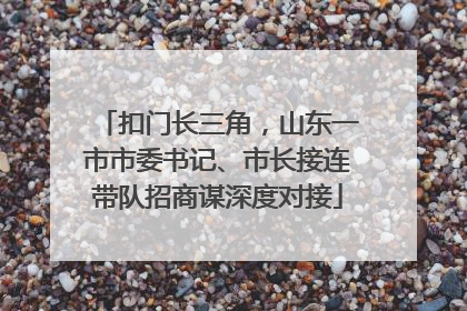 扣门长三角，山东一市市委书记、市长接连带队招商谋深度对接