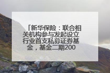 新华保险：联合相关机构参与发起设立行业首支私募证券基金，基金二期200亿元已募集完毕