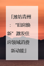 潍坊青州：“旧房焕新”激发住房领域消费新动能
