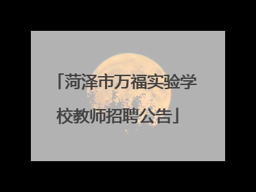菏泽市万福实验学校教师招聘公告