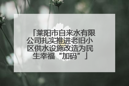 莱阳市自来水有限公司扎实推进老旧小区供水设施改造为民生幸福“加码”