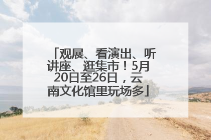 观展、看演出、听讲座、逛集市！5月20日至26日，云南文化馆里玩场多