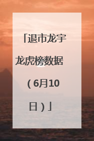 退市龙宇龙虎榜数据（6月10日）