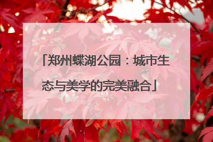 郑州蝶湖公园：城市生态与美学的完美融合