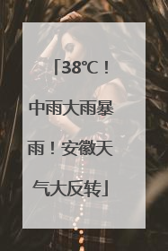 38℃！中雨大雨暴雨！安徽天气大反转